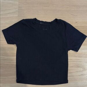 Katie J NYC Black Short Sleeve Ribbed Tee girls XS